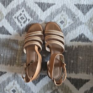 Madewell Tan and Cream Strappy Sandals